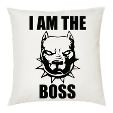 cuscino 40 x 40 scritta i am the boss cane pit bull idea regalo