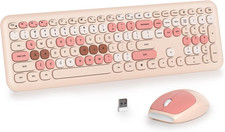 Combo Tastiera E Mouse Wireless Colorato,Tastiera per Macchina Da Scrivere Retrò