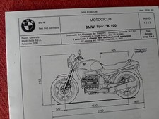 MOTO BMW K100 RS RT 1983 Scheda originale Omologazione ASI FMI DIAGRAM