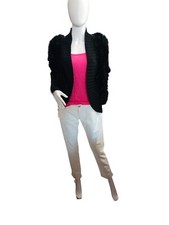 Costume CNC pelliccia di coniglio nazionale con orlo in maglia cardigan taglia M nuovo con etichetta