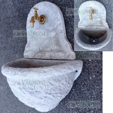 Fontana a parete + rubinetto in ottone fontanella in cemento e marmo tipo pietra
