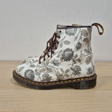Stivaletti Dr Martens Vintage Inghilterra 1460 Giardino Floreale Pelle Bianca UK 9