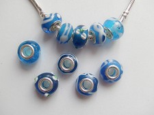 5pz misti perline in lampwork 14x10mm colore blu bigiotteria