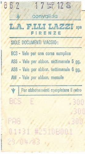 Biglietto tessera settimanale