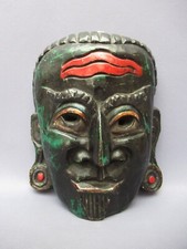 Antica maschera tribale legno India scultura da parete artigianato XX Sec.