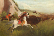 Buffalo Hunt di Karl Ferdinand Wimar stampa artistica vintage western giclée spedizione gratuita