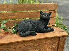 Figura di Pietra Nero Gatto Salem Resistente Al Freddo Statua da Giardino