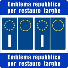 4 ADESIVI TARGA AUTO UNIVERSALE ITALIANA ITALIA EUROPA EUROPEA PVC STELLE UE