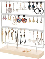 60 Fori Porta Orecchini Con Base in Legno, 3 Strati Espositore Orecchini, Esposi