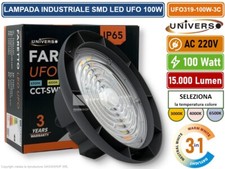 UFO LAMPADA INDUSTRIALE SMD LED 100W HIGH BAY CCT SWITCH CAMBIA COLORE LUCE