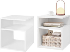 Set Di 2 Comodini a 3 Ripiani, Tavolini Da Notte Bianchi Moderni per Camera Da L