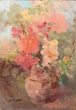 Dipinto Originale Natura Morta Vaso Fiori Guido Guidi cm. 35  x 50