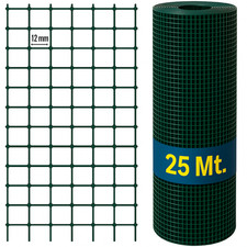 25 m Rete Elettrosaldata Plastificata Verde 12×12 mm Ø1,2 mm Recinzione H60-H100