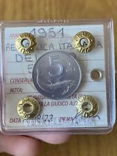 MONETA REPUBBLICA ITALIANA 5 LIRE DELFINO 1951 sigillata FDC SUBALPINA
