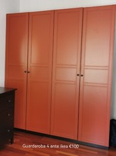 Guardaroba 4 ante ikea modello Hemnes ante rosso mattone, struttura nero marrone