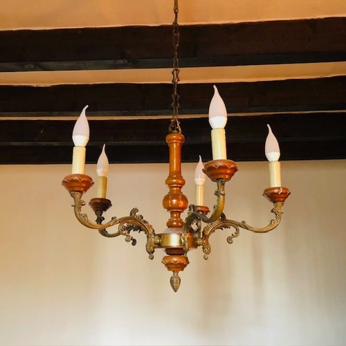 Lampadario vintage ottone - lampadario,