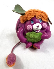 Mini peluche giocattolo morbido vintage 1985 Mattel Pocket Popples viola "Pancake"