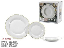 SET SERVIZIO 18 PZ PIATTI NATALIZIO FILO ORO PORCELLANA BONE CHINE DECORO REGAL
