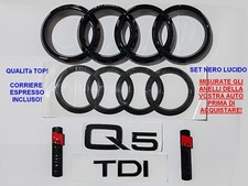 Kit Stemma Logo Anelli per Audi Q5 SQ5 Ant + Post TDI + 2 SLINE loghi  "08-20"