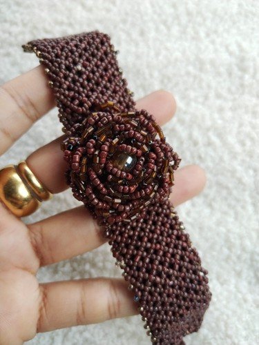 Bracciale oro marrone fiore - marrone,