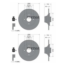 2X Textar 92070300 Disco Freno