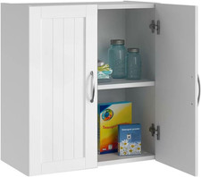 Pensile Da Bagno a Parete, Armadio Sospeso Da Cucina in Legno Con Due Ante E 1 R