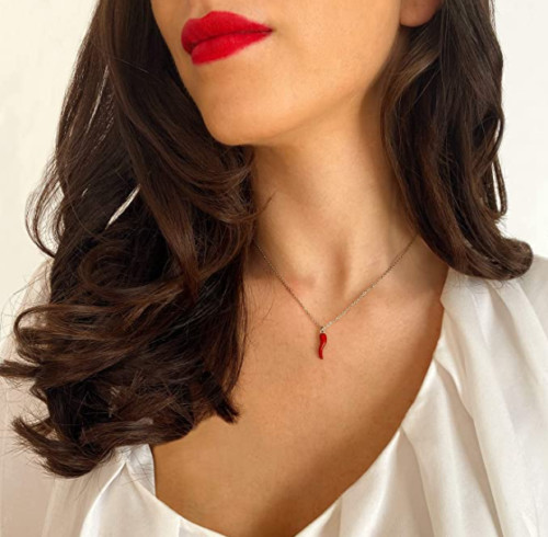 Collana con cornetto rosso - con,