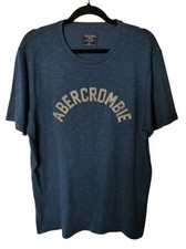 T-shirt ABERCROMBIE AND FITCH taglia XL maglietta con logo Spellout blu uomo