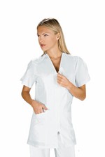 Casacca Estetista Infermiera Oss per Divisa Donna Bianca Cotone Santorini Isacco