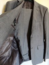 Completo a righe gessato uomo Giacca Pantalone Taglia 52 Grigio Elegante