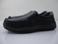 Scarpe mocassini Skechers Valko Niguel da uomo taglia 9 M in pelle nera 63398 memory foam