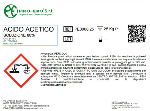 Acido acetico 25 - 80%,