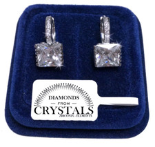 Orecchini Punto Luce Quadrato pl.oro Bianco 18K con cristalli Zirconi  Donna S3