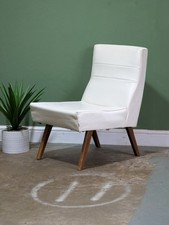 Poltrona poltrona bassa vintage pelle panna anni 70 metà secolo moderna retrò