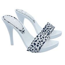 Zoccoli bianchi fascia a stampa bicolore e tacco 12 - Made in Italy - KM7403 DAL