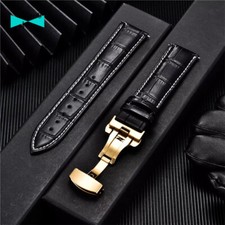 cinturino orologio in pelle coccodrillo con fibbia deployante oro 18 20 22 24 mm