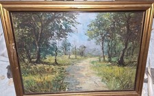 Dipinto Ad Olio Su Masonite Anni 40-50 .bosco