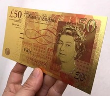 banconota da un dollaro art: banconota da £50 in lamina d'oro 