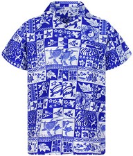 Funky Camicia Hawaiana Puzzle Blu
