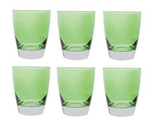 Set 6 bicchieri vetro colorato verde trasparente tavola cucina acqua e multiuso