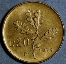 Italia 20 Lire 1974 KM# 97