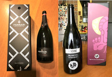 2 SCATOLE VINO con BOTTIGLIA SPUMANTE FERRARI MAGNUM e SANTOME' PROSECCO vuote