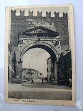 Cartolina Rimini 1936 Arco d'Augusto Animata Persone Bici