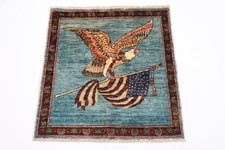 3x3 FT Birds Blue Gabbeh decorazione da parete afgano annodato a mano...