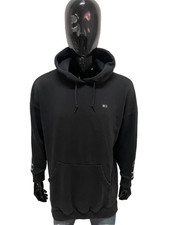 Felpa Uomo Tommy Jeans Nera Hoodie Logo Maniche Stampa Cotone Taglia L Originale