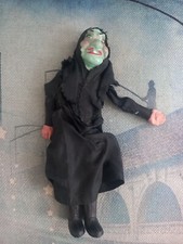 Antico Antica marionetta burattino vintage in gesso e plastica Strega Biancaneve