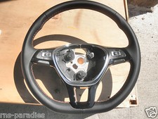 VW Polo 6C Volante IN Pelle Multifunzione 6C0419091G GYR Arancio Cucitura Nuovo