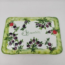Piatto rettangolare Bruschetta ceramica italiana 13,5 x 9" Made/Dipinto a mano-Italy