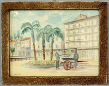 Antico quadro acquerello - antico, palme