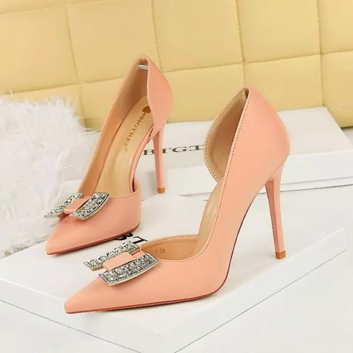 Decolte rosa cipria con - rosa, tacco